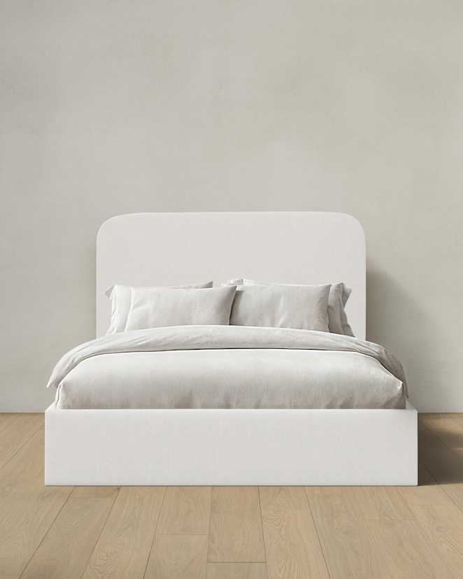 Snow Curved Bed in Performance Velvet