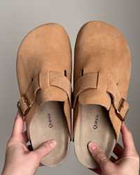Water Repellent Suede Clog Mule Peacan InHouse Thumbnail 4x5