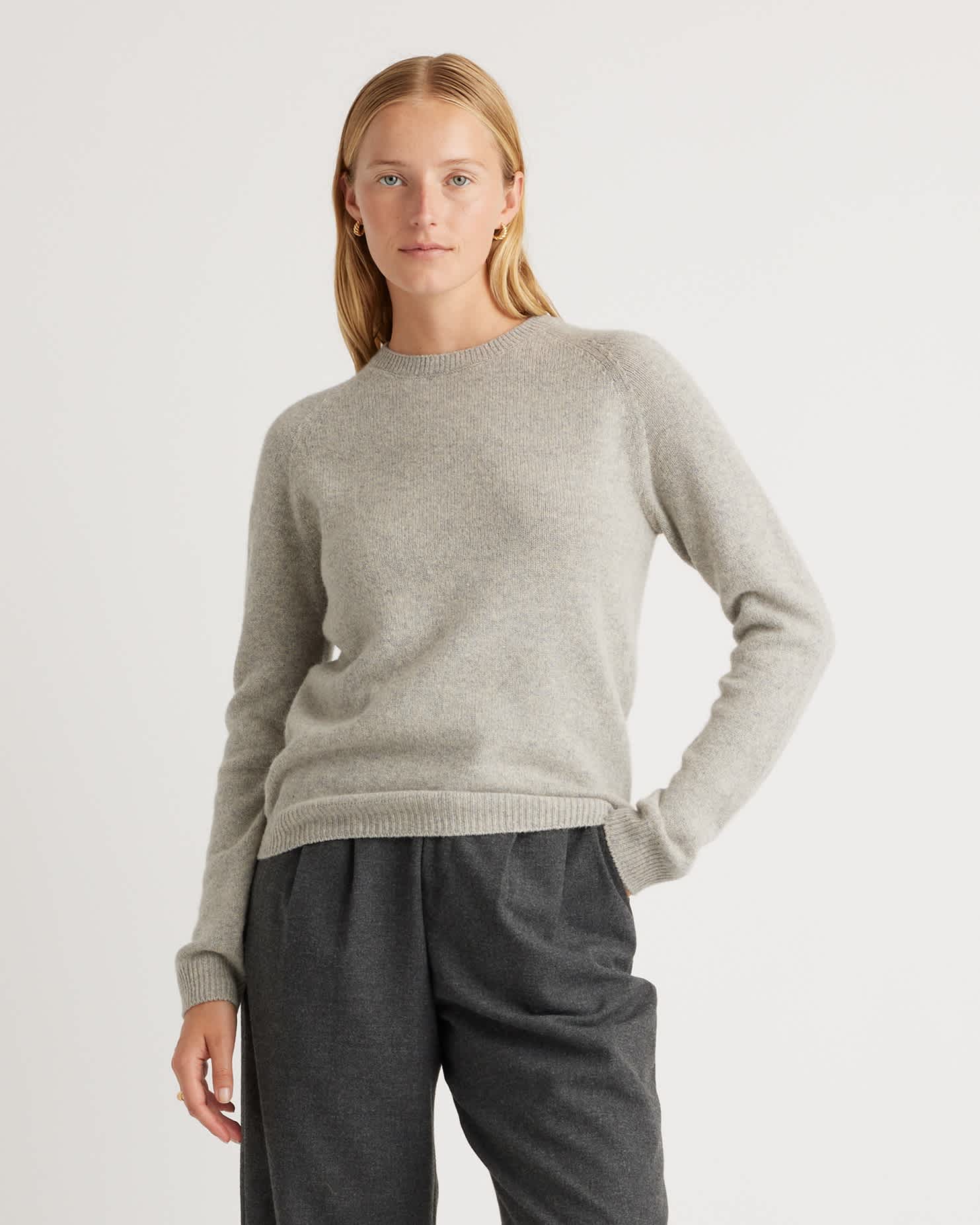 warm-heather-grey 100% Yak Wool Crewneck Sweater