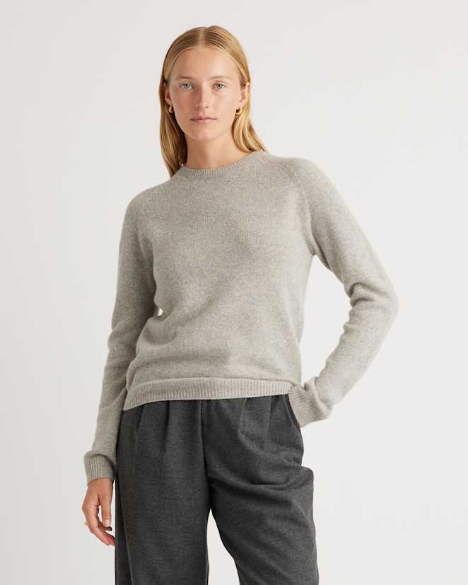 Warm Heather Grey 100% Yak Wool Crewneck Sweater