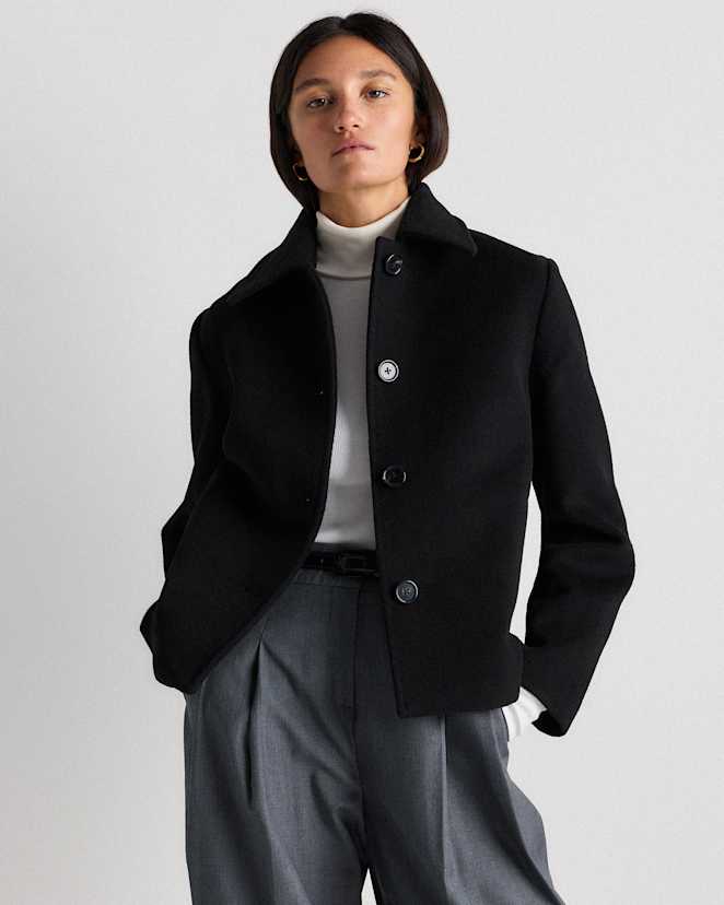 Black Wool Cashmere Short Coat