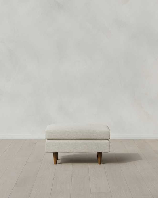 Flax Atlas Midcentury Ottoman in Performance Basketweave