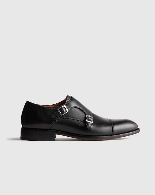 Black Italian Leather Monk Strap Oxford