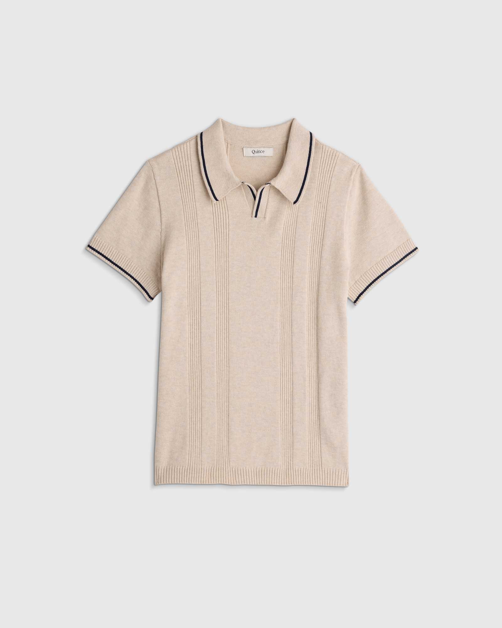 Speckled Beige Boys 100% Organic Cotton Short Sleeve Sweater Polo