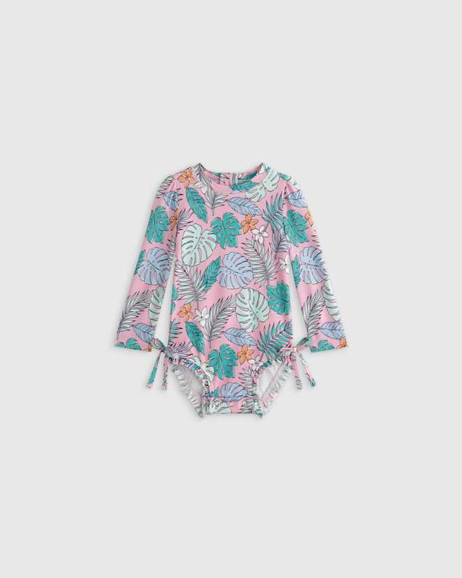 Palms Long Sleeve Tie One-Piece Swimsuit