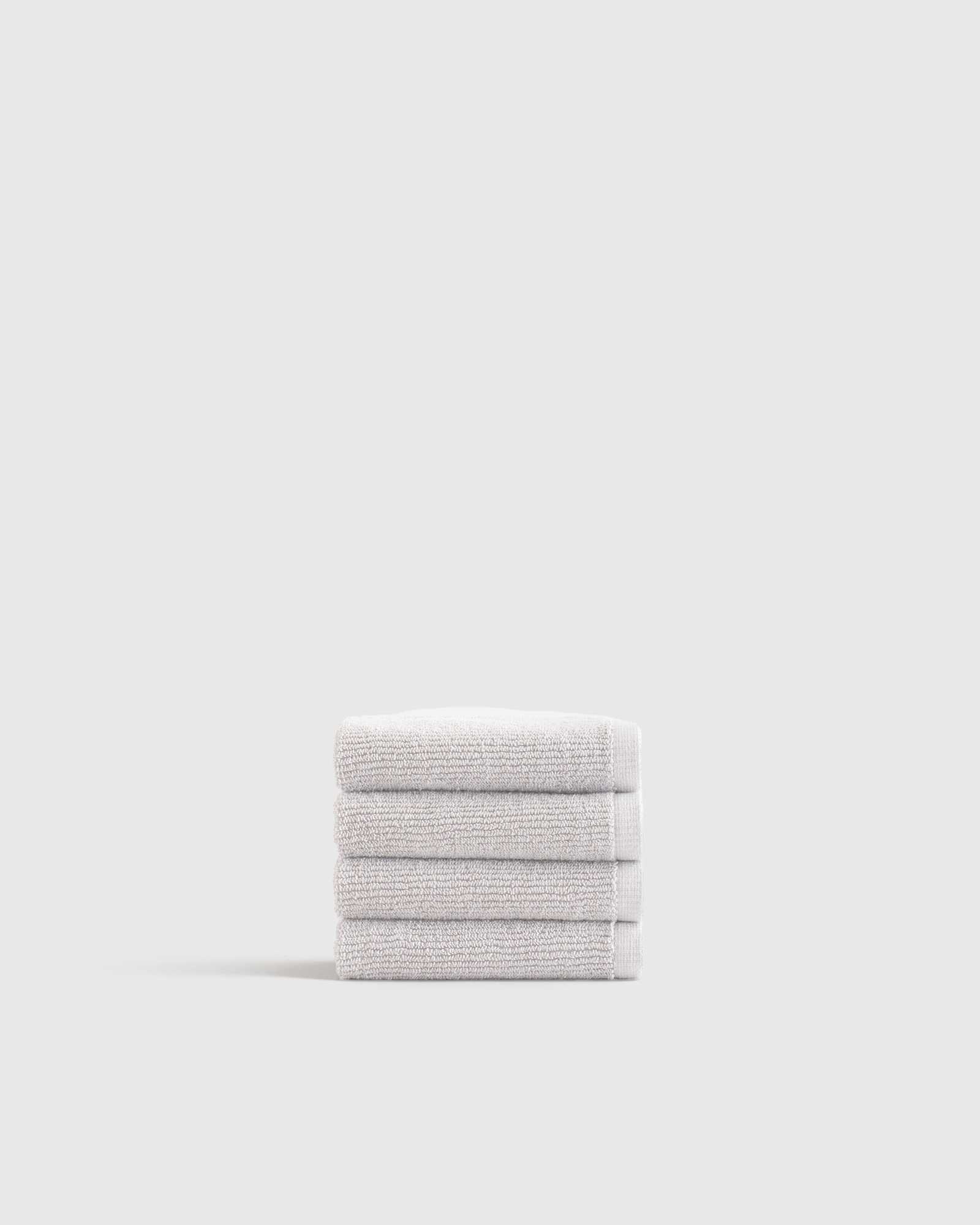 Silver Turkish Ribbed Quick Dry Washcloth (Set of 4)