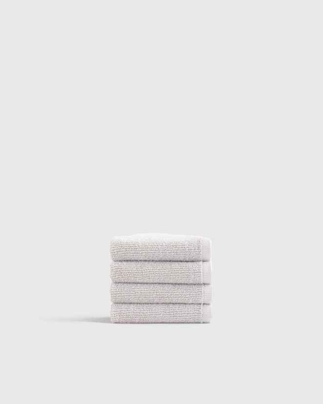 Silver Turkish Ribbed Quick Dry Washcloth (Set of 4)