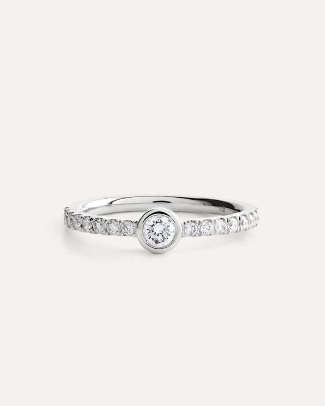 White Gold 14K Gold Lab Grown Diamond Round Bezel Pave Ring