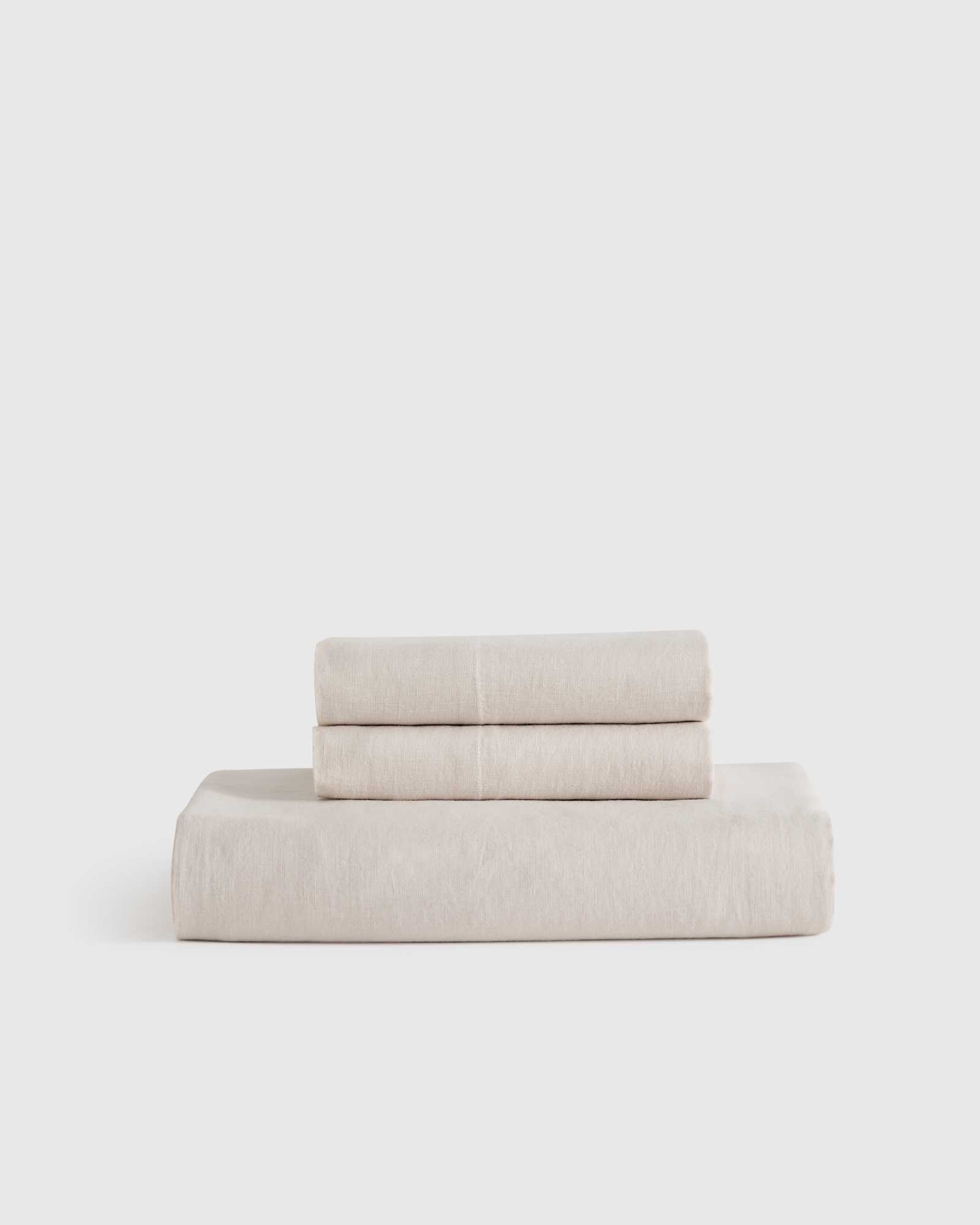 Sand European Linen Fitted Sheet Set