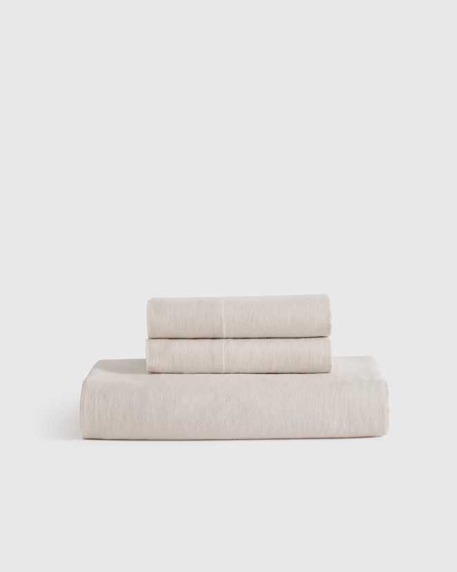 Sand European Linen Fitted Sheet Set