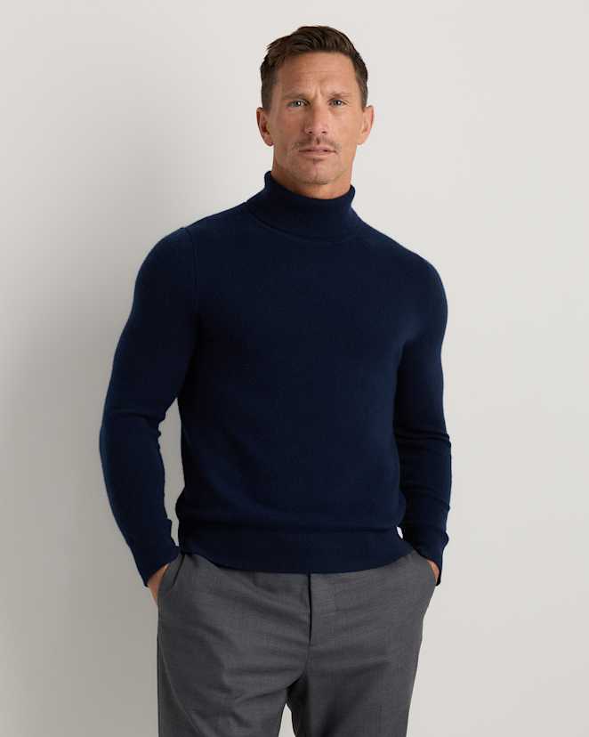 True Navy Mongolian Cashmere Turtleneck Sweater