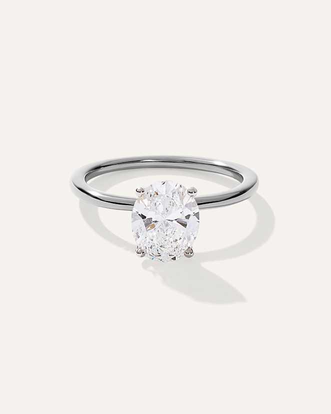 Platinum Lab Grown Diamond Oval Petite Classic Engagement Ring - 2ct