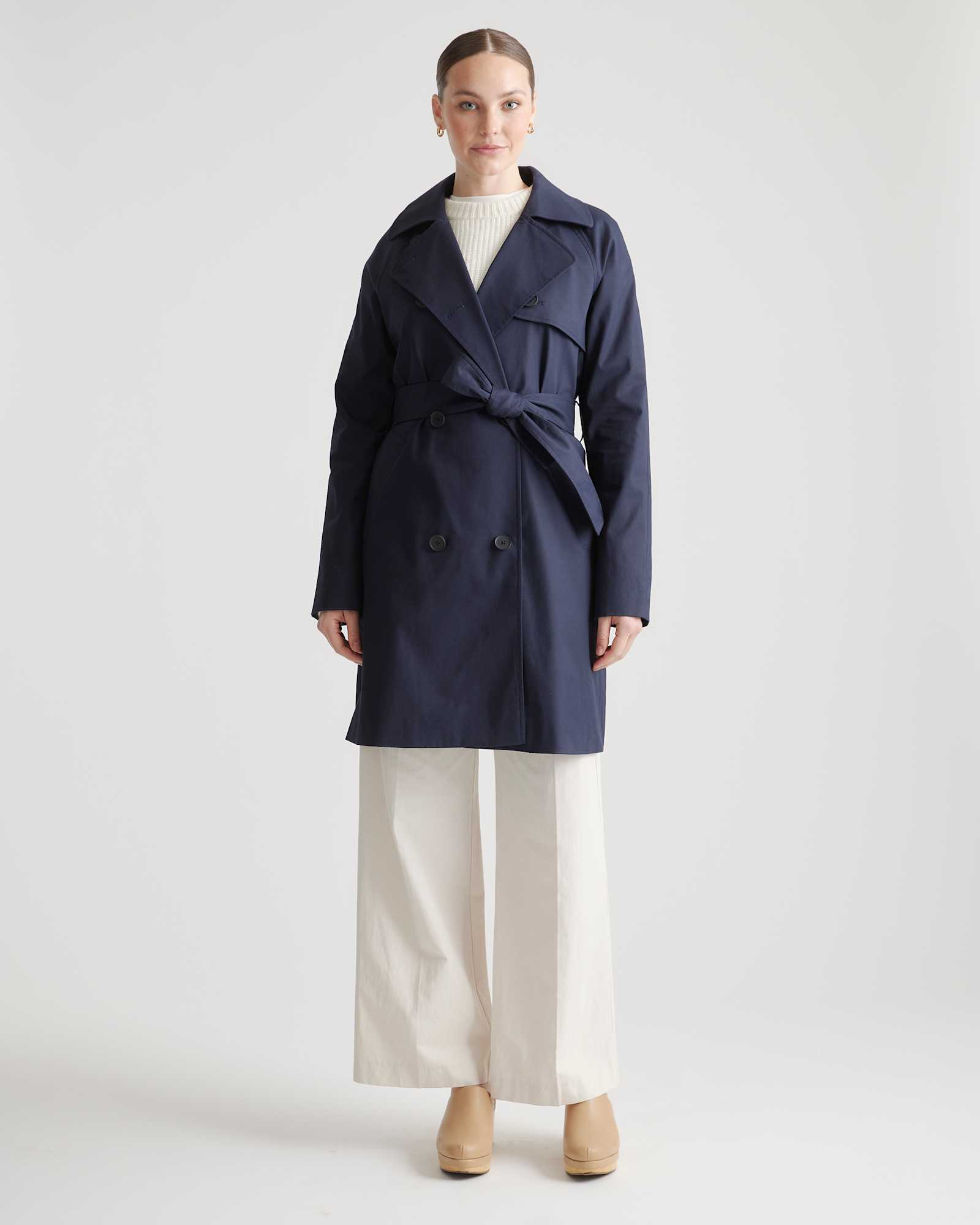 navy Comfort Stretch Trench Coat