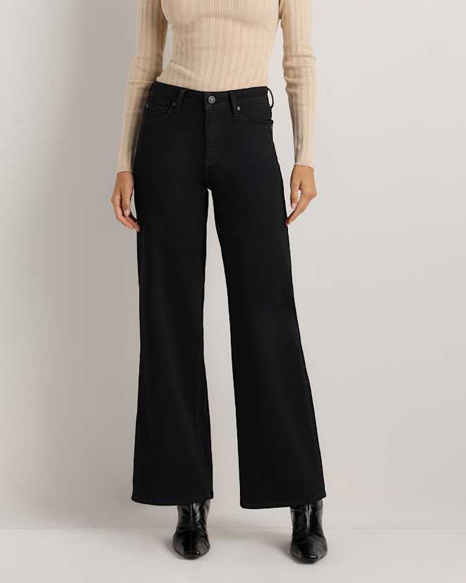 Black Luna Stretch Wide Leg Jeans