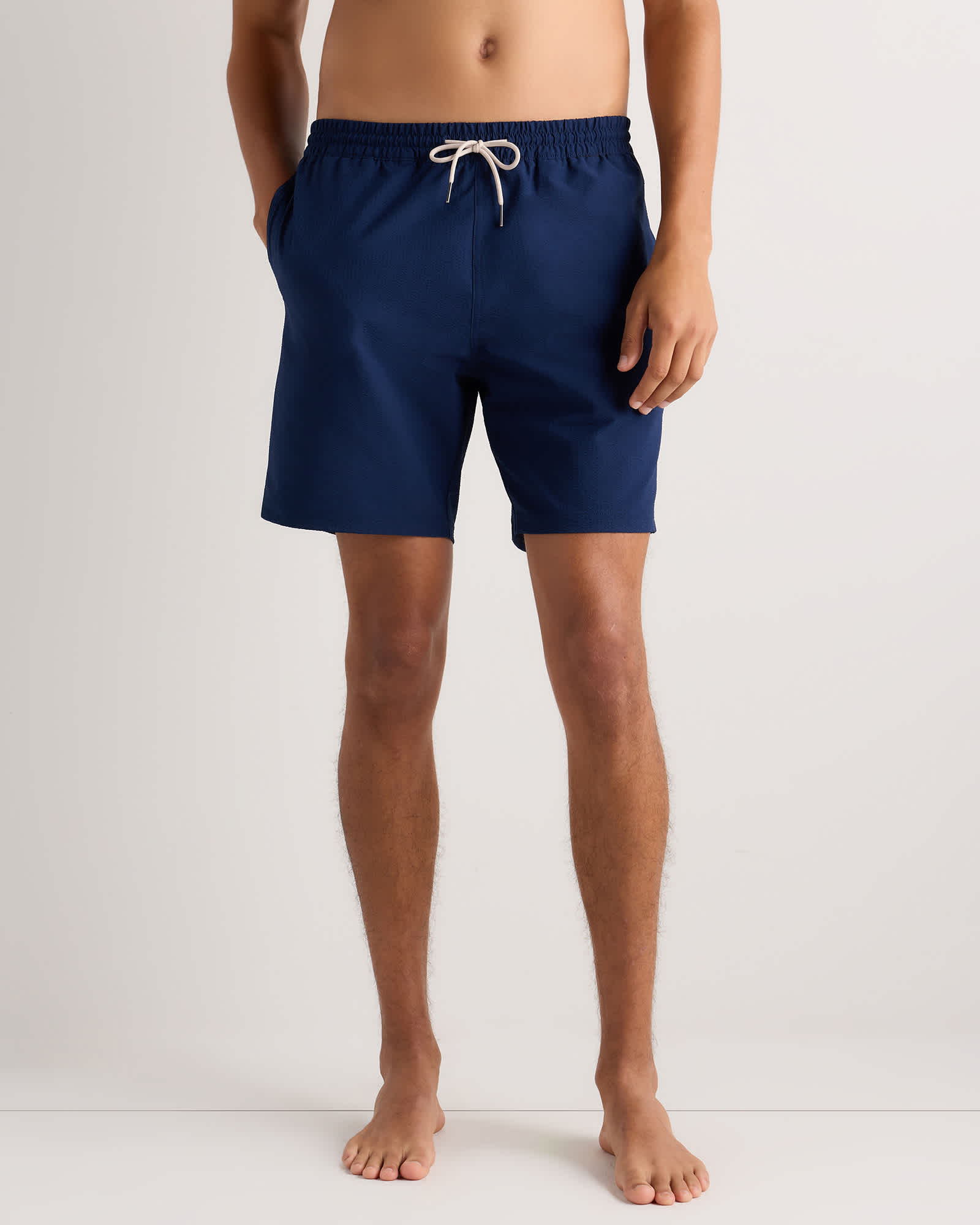 Navy Seersucker Maillot de bain en seersucker pour hommes