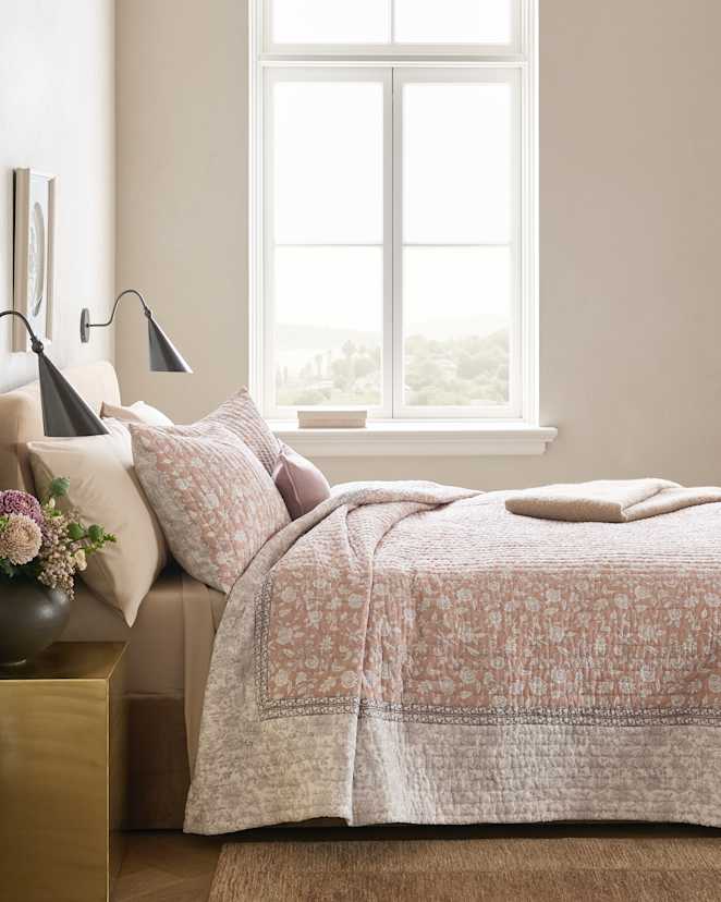 Rose Organic Cotton Block Print Quilt