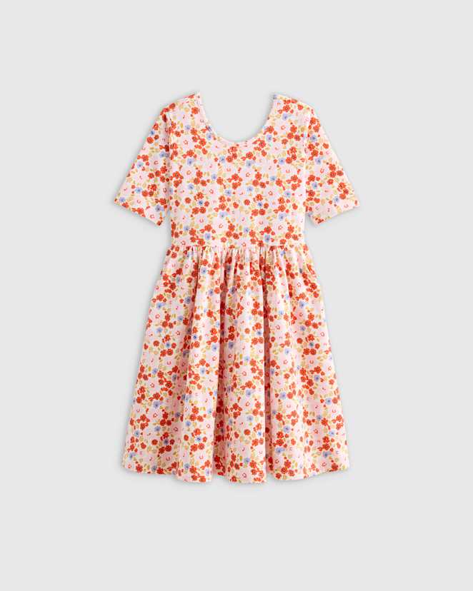 Pink Poppy Floral Organic Cotton Skater Dress