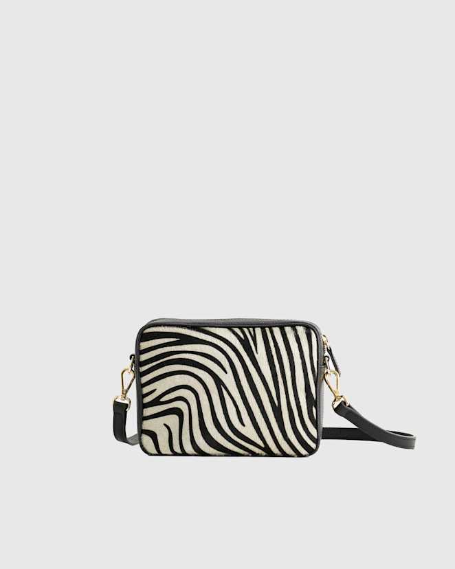 Zebra Italian Leather & Calf Hair Crossbody