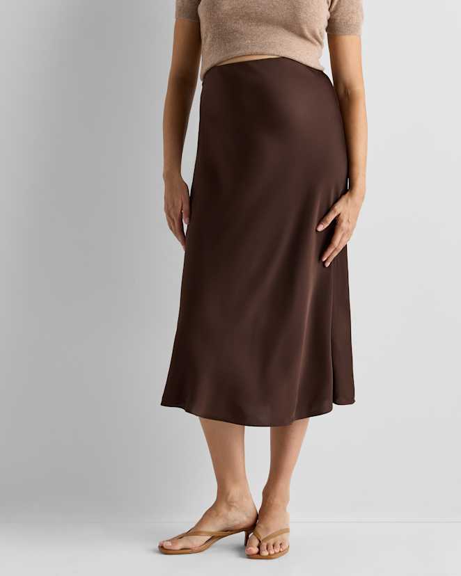 W--253-HTFDG-01 EDITED Hot Fudge Washable Stretch Silk Maternity Skirt