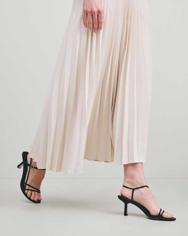 Black Italian Leather 70mm Strappy Heel