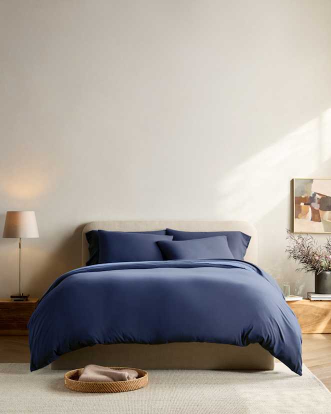 Navy Organic Jersey Duvet Cover Set