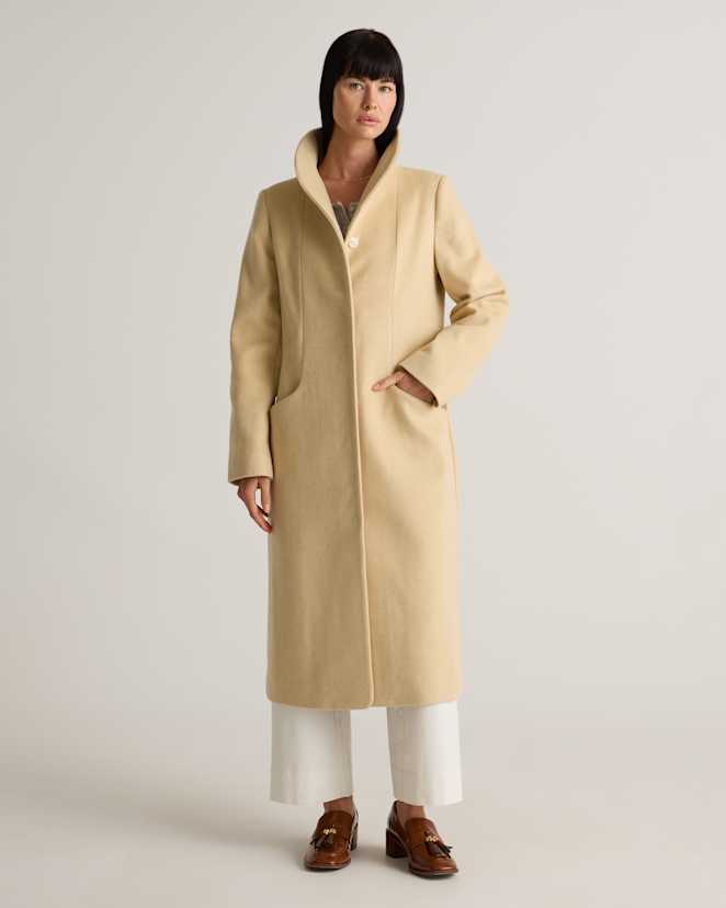 Heather Buttercream Italian Wool Long Cocoon Coat