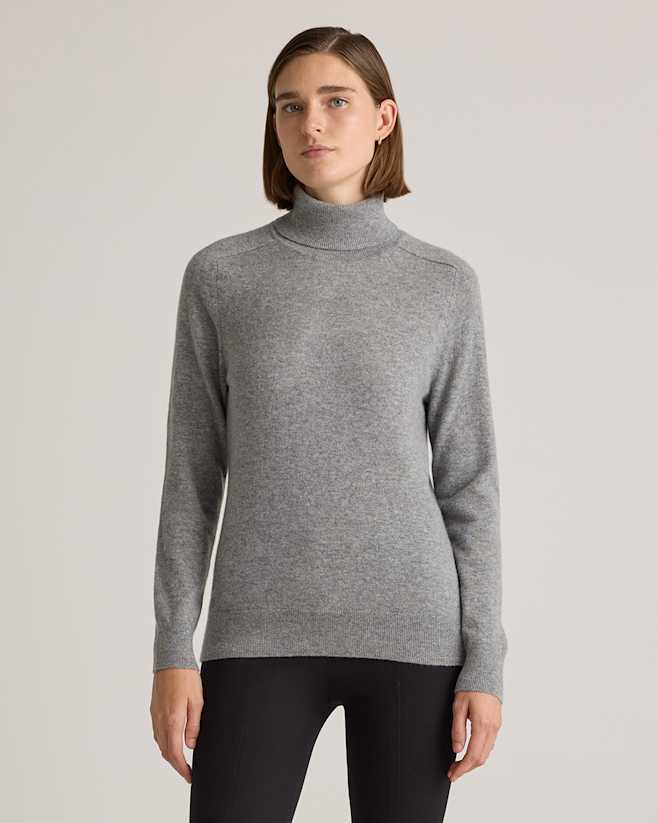 Heather Grey Mongolian Cashmere Turtleneck Sweater