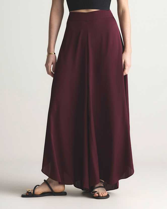 Wine Tasting Red Pantalon palazzo en soie extensible lavable