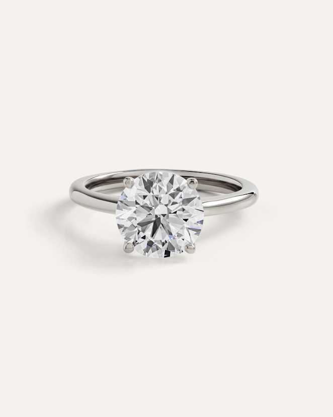 Platinum Lab Grown Diamond Round Trellis Cathedral Engagement Ring - 3ct