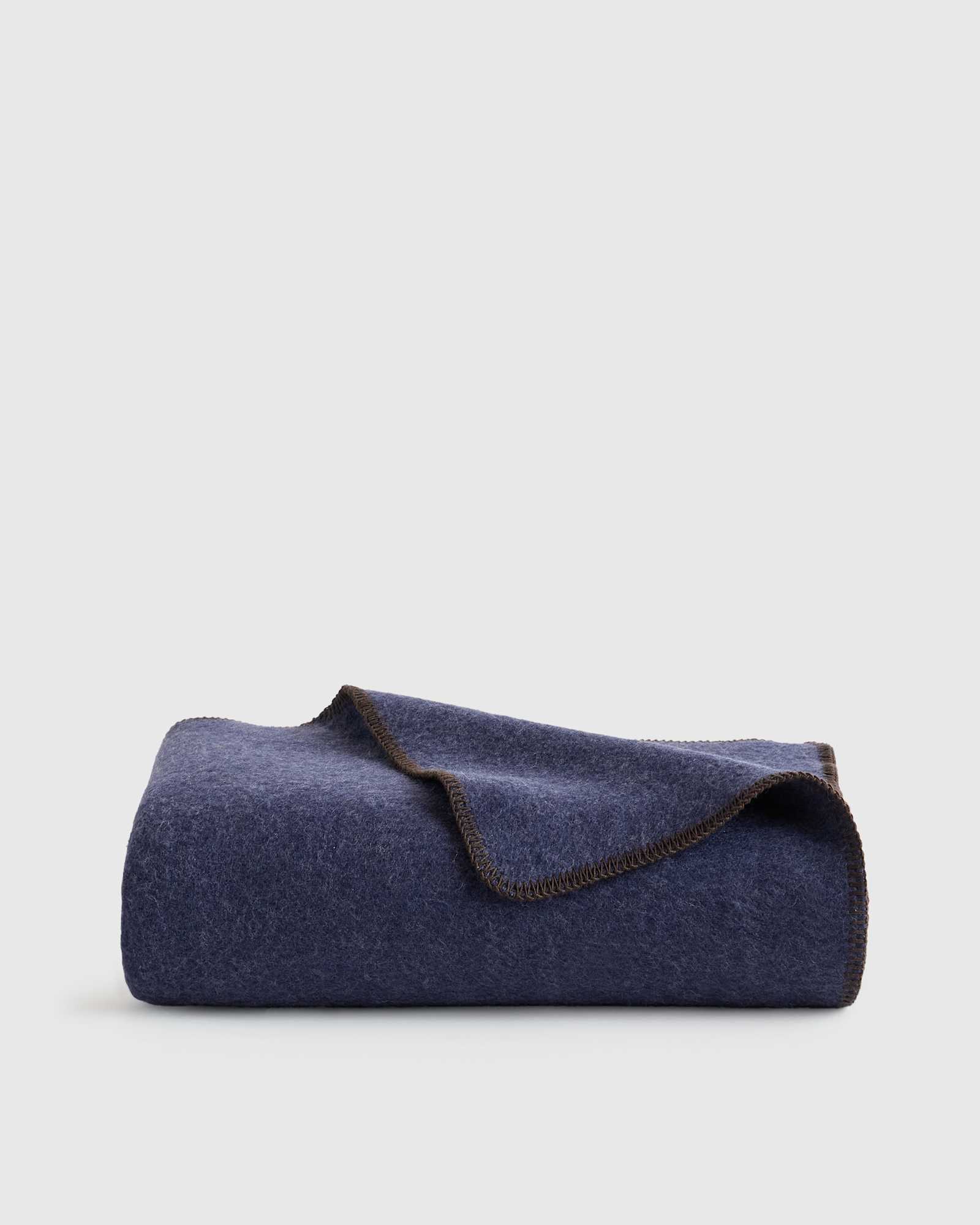Navy Wool Whipstitch Throw
