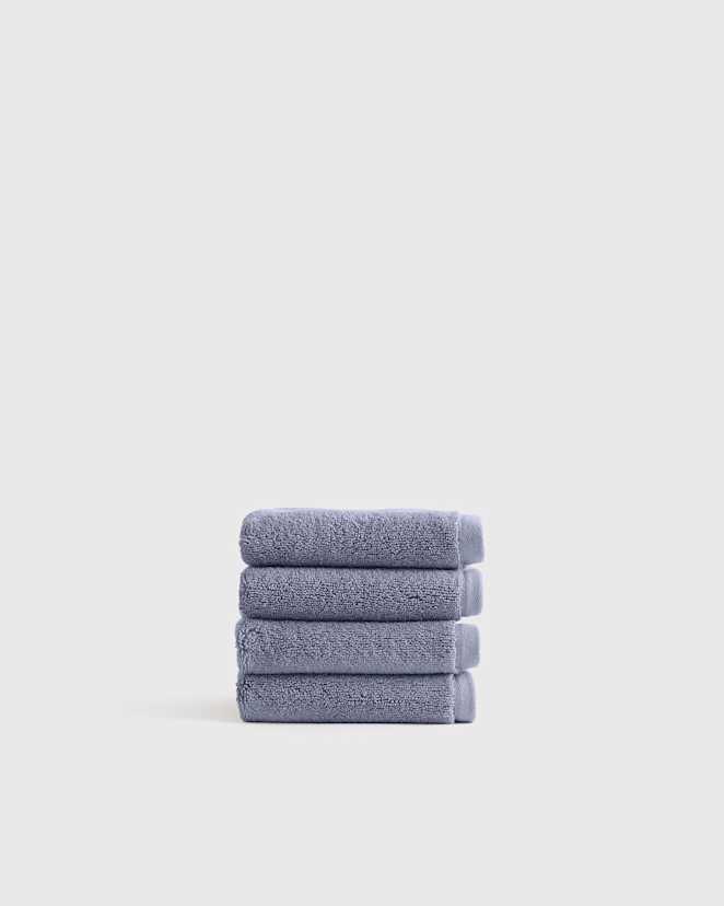 Twilight Blue Plush Organic Turkish Cotton Washcloth (Set of 4)