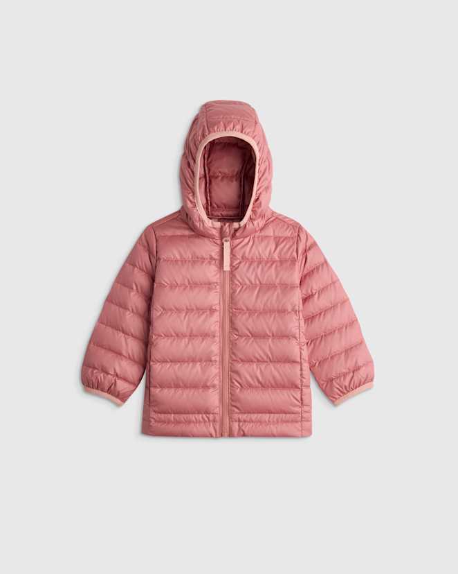 Dusty Rose Lightweight Down Hooded Puffer Jacket