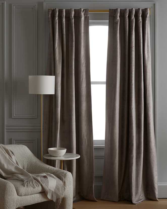 Slate Luster Velvet True Blackout Curtain - Single Panel