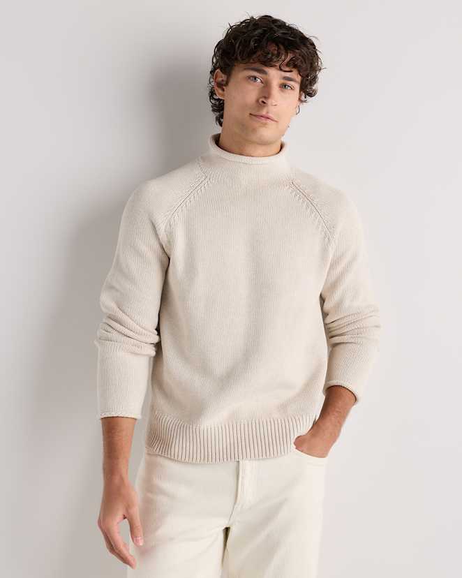 Speckled Beige 100% Organic Cotton Rollneck Sweater