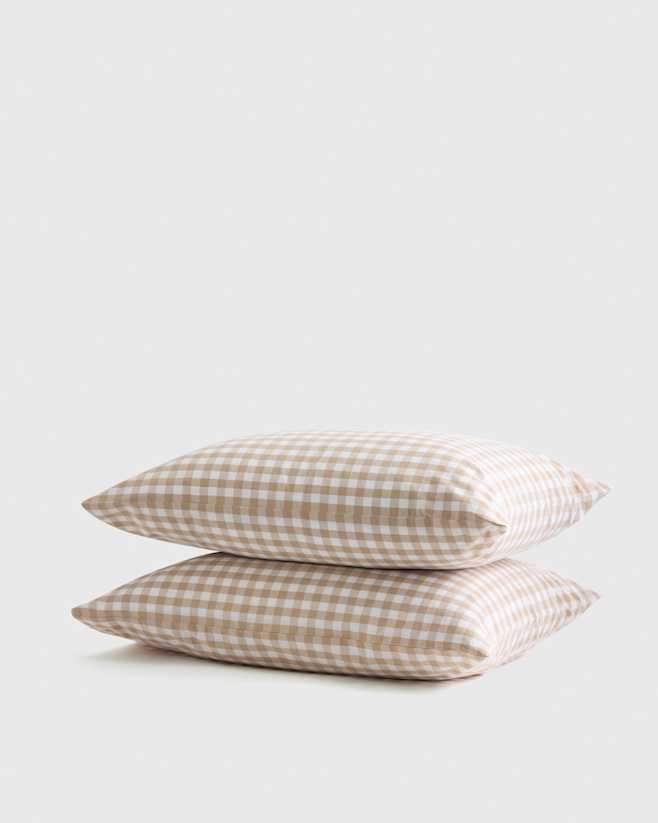 Cafe Classic Organic Percale Gingham Pillowcase Set