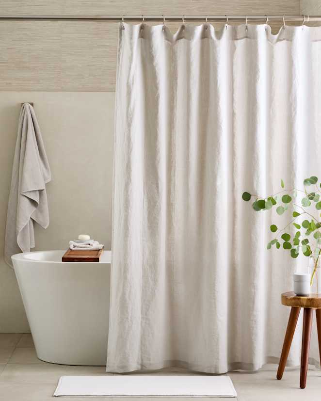 Light Grey European Linen Shower Curtain