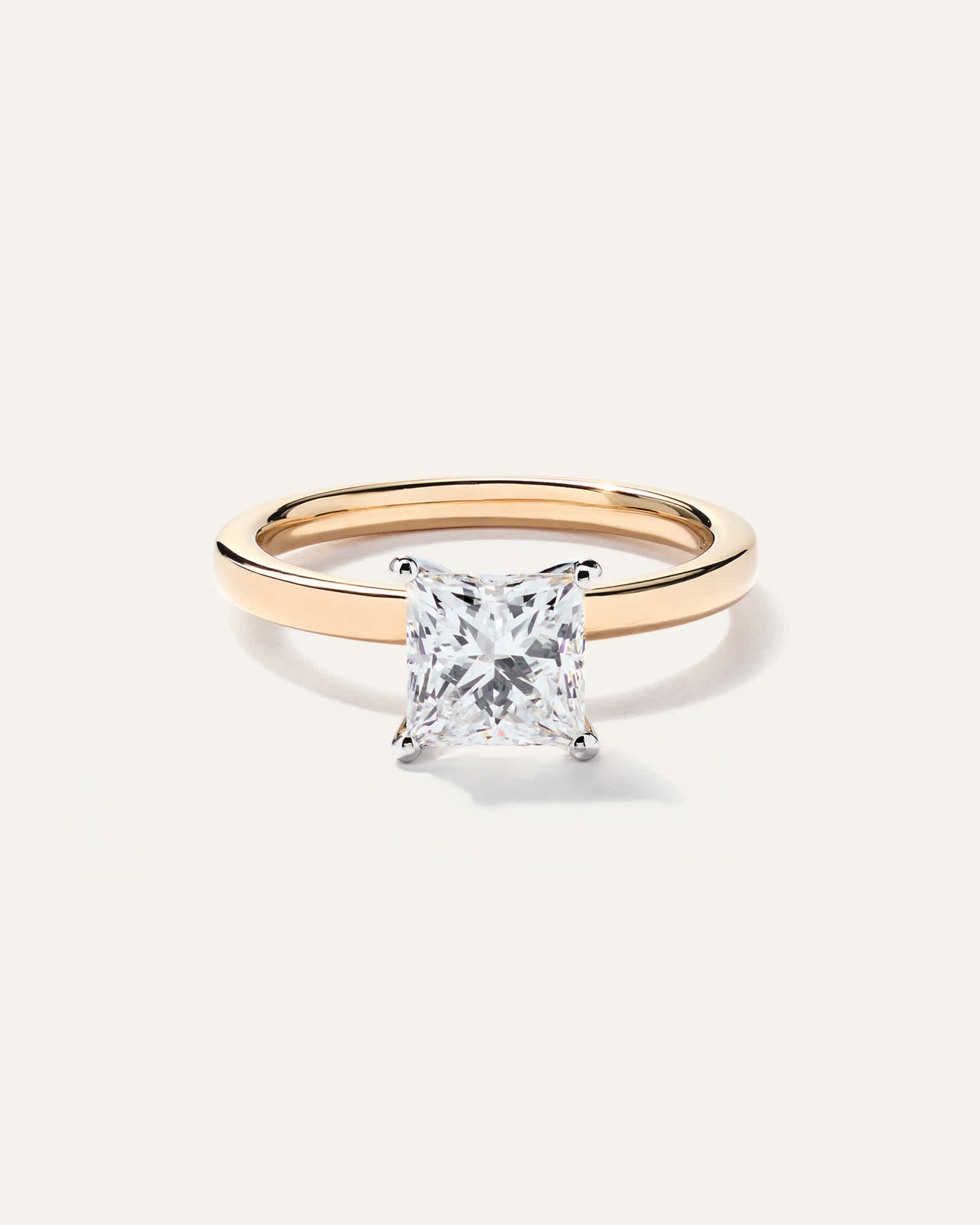 Yellow Gold Lab Grown Diamond Princess Comfort Fit Engagement Ring - 1.5ct
