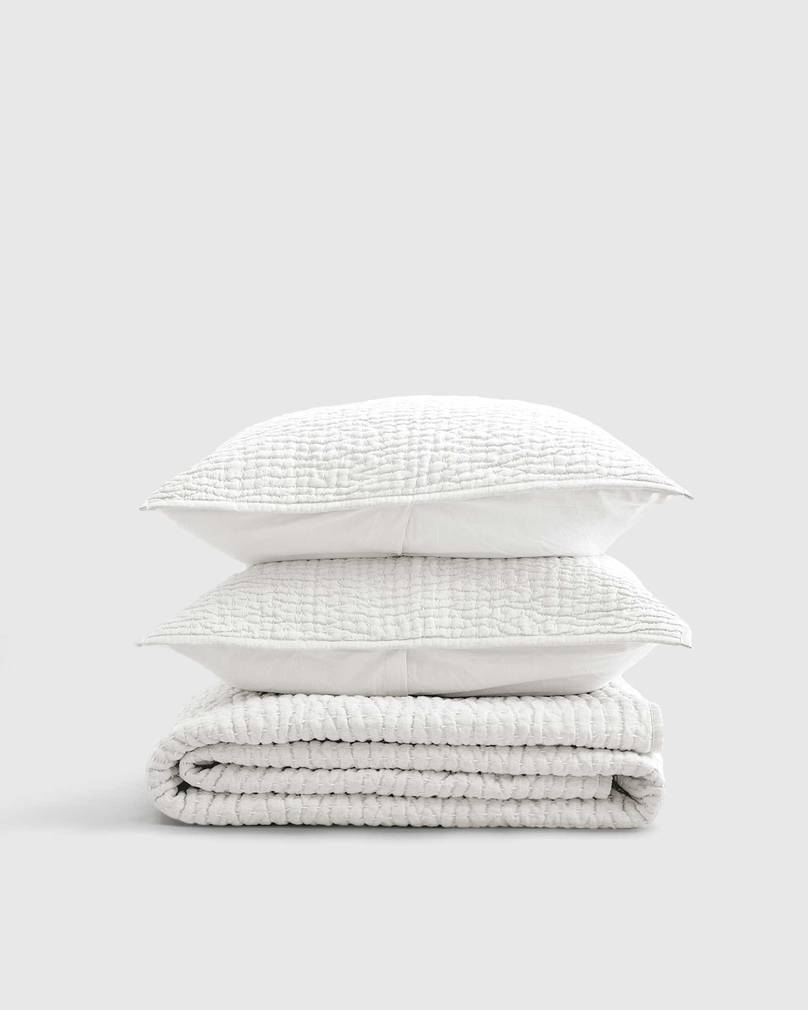 white European Linen Cotton Stitch Quilt Set