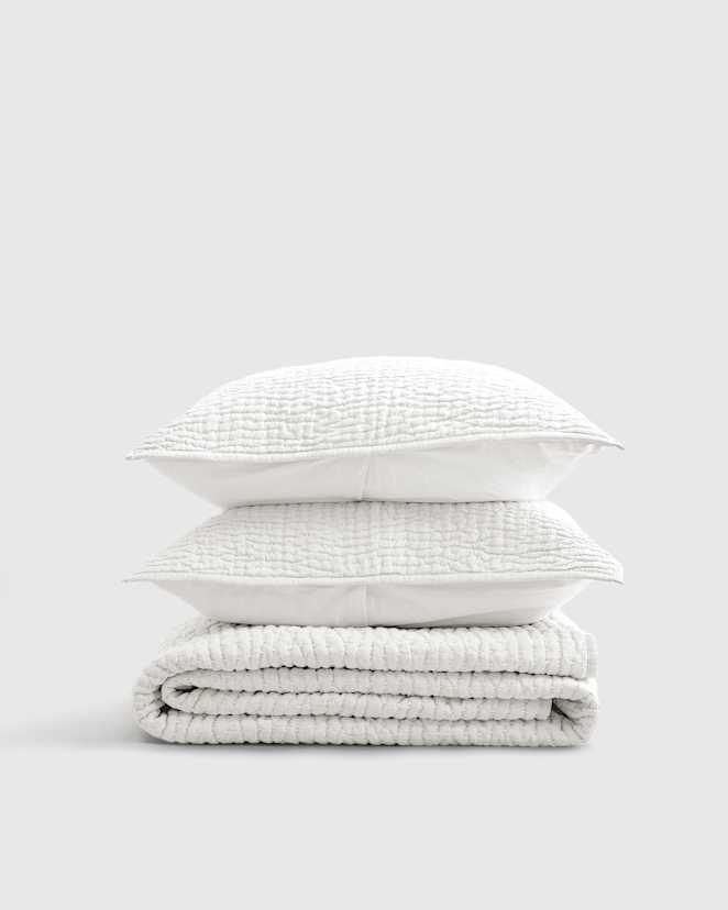 White DNU | European Linen Cotton Stitch Quilt Set