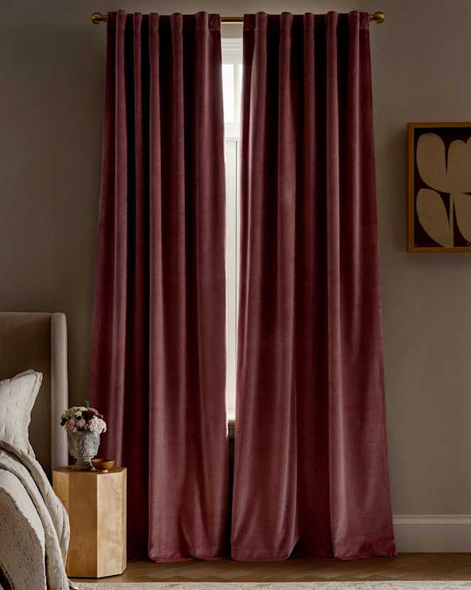 Mauve Cotton Velvet True Blackout Curtain