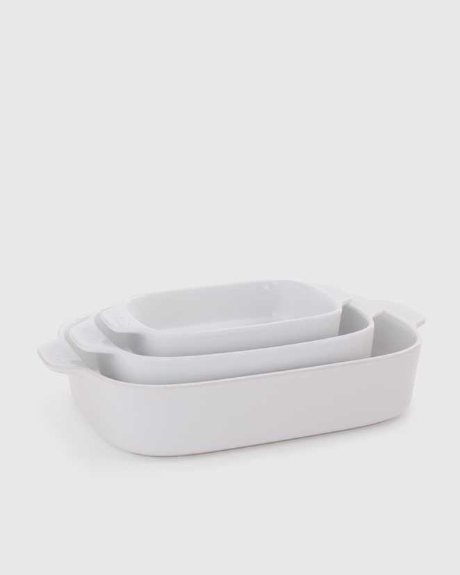 White Stoneware Rectangular Baking Dishes, Set of 3 by STAUB