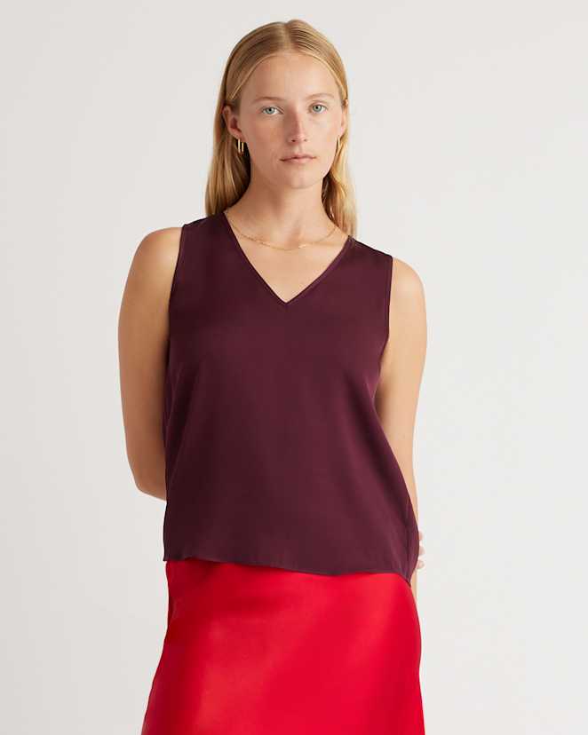 Wine Tasting Red Washable Stretch Silk Tank