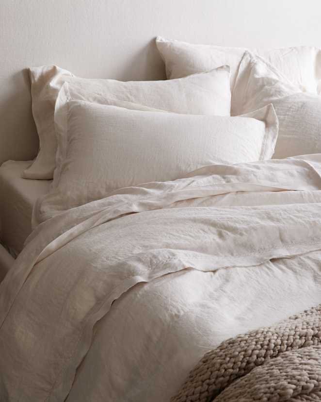 Sand European Linen Double Flange Sham Set