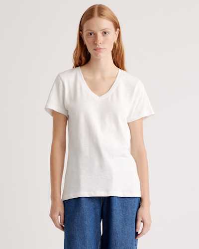 100% Organic Cotton Slub V-Neck Tee