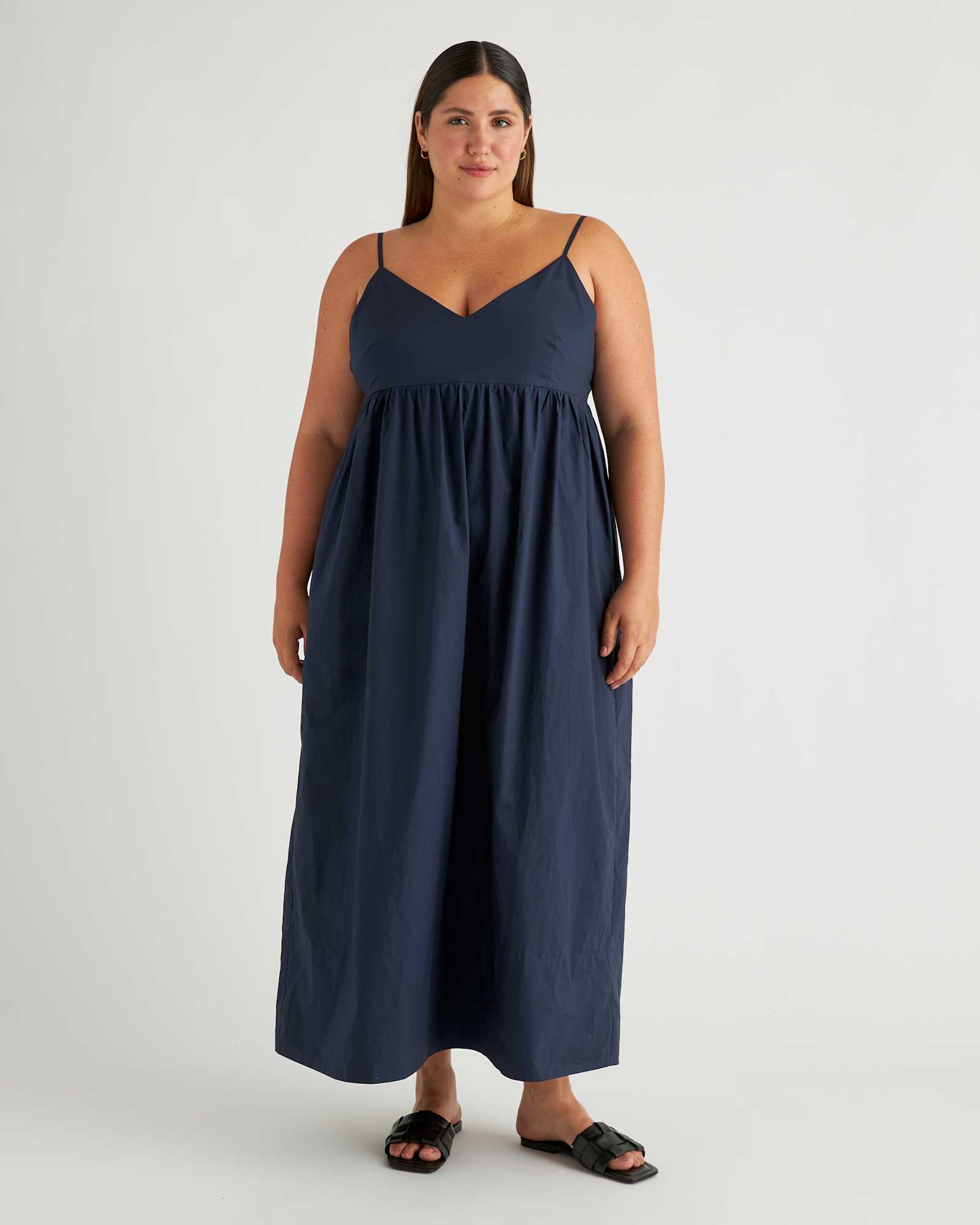 W-DRS-57-NVY 2085 navy 100% Organic Cotton Sleeveless Maxi Dress