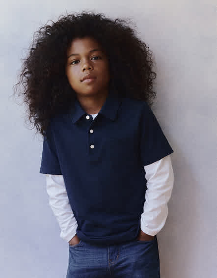 Navy Organic Cotton Short Sleeve Pique Polo