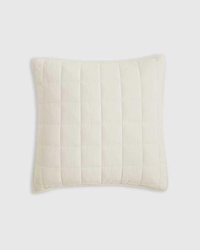 Ivory European Linen Box Quilted Euro Sham
