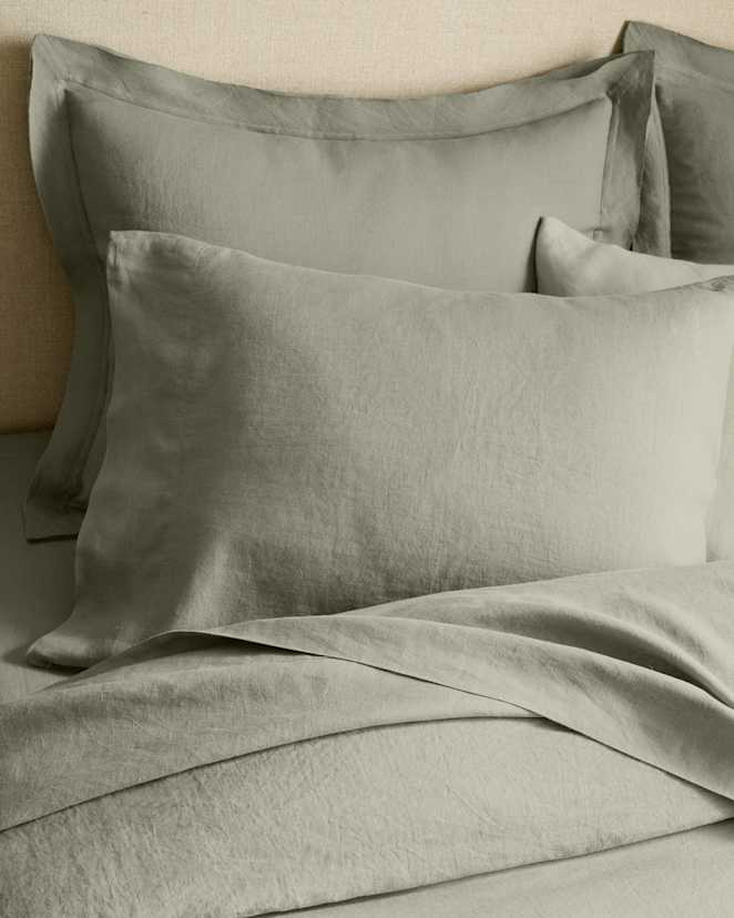 Willowleaf European Linen Double Flange Sham Set