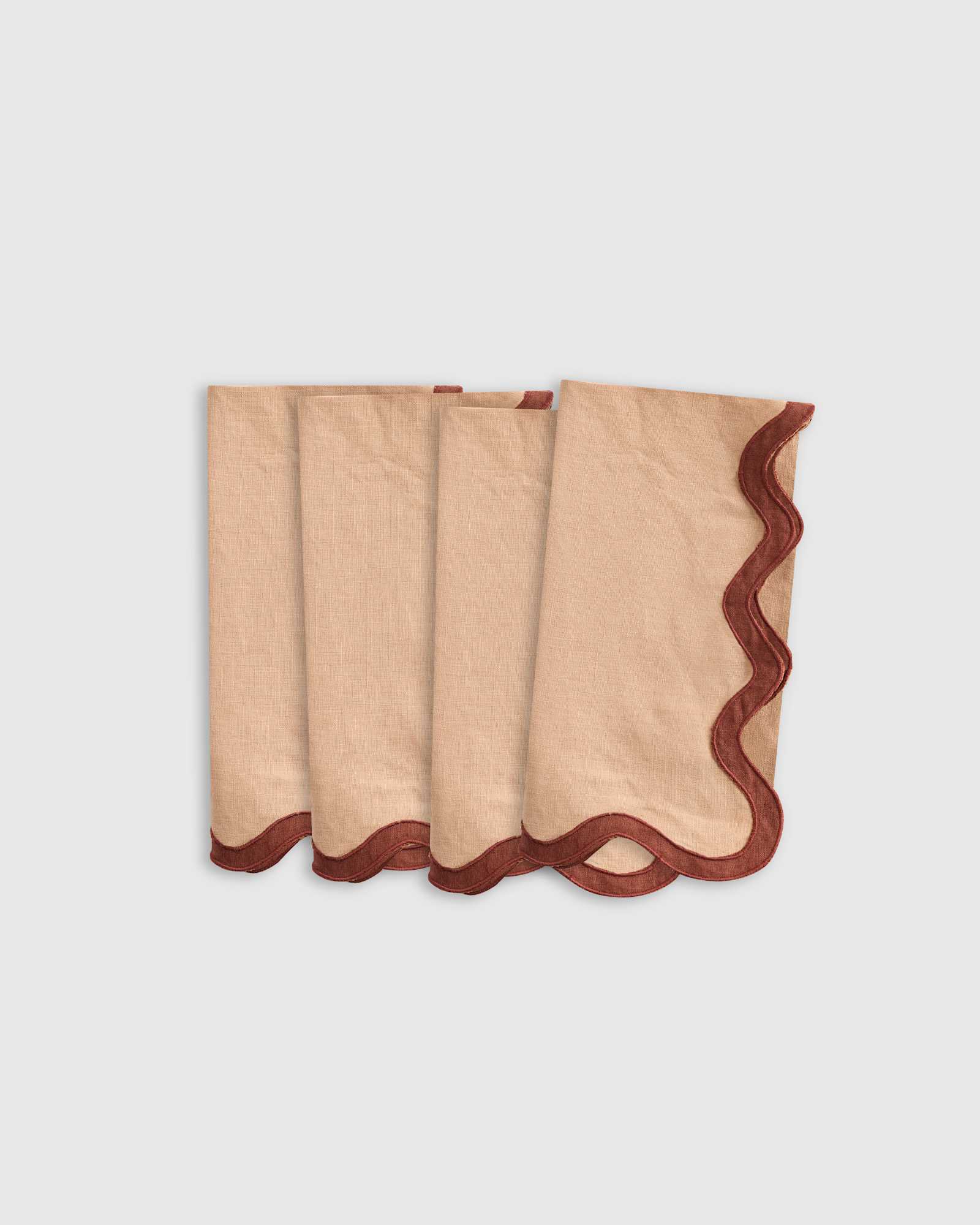desert-sunset/bordeaux European Linen Scallop Edge Napkins (Set of 4)