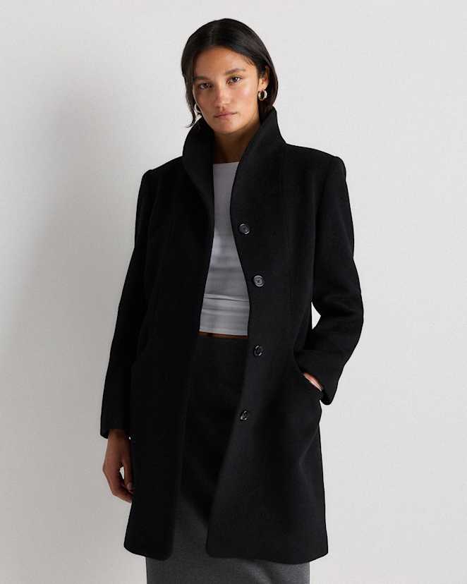 Black Wool Cashmere Cocoon Coat